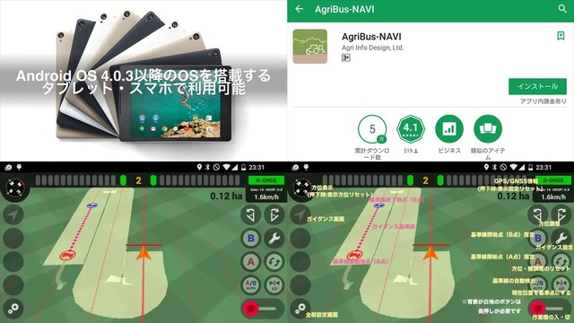 AgriBus-NAVIの利用イメージ。「一定の幅で塗りつぶしましょうという、言わば地面を使ったお絵かきソフトです」（濱田氏）