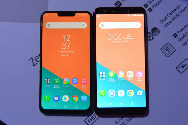 「ZenFone 5」（左）と「ZenFone 5 Lite」（右）。「ZenFone 5Z」は「ZenFone 5」と同じ筐体となる