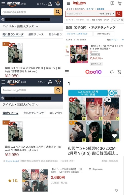各種ネットショッピングサイト