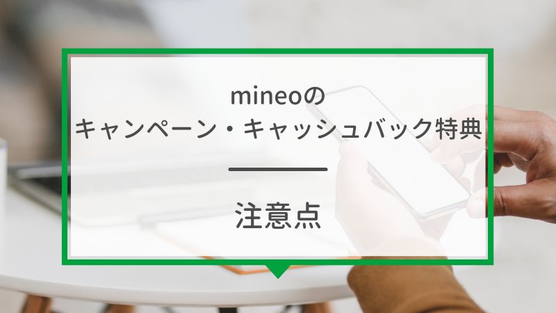 mineoのキャンペーン・キャッシュバック特典の注意点