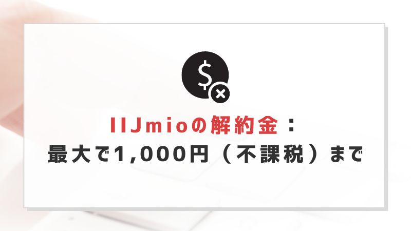 IIJmioの解約金：最大で1,000円（不課税）まで