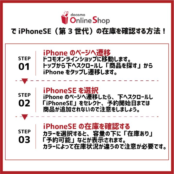ドコモでiPhone SE3（第3世代）の在庫・入荷状況を確認する方法