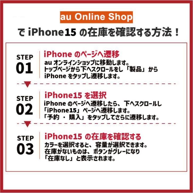 auでiPhone15の在庫確認をする方法