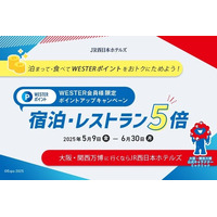 【JR西日本ホテルズ】泊まって、食べて、おトクにポイントGETWESTERポイント5倍キャンペーン