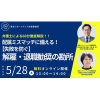 【弁護士が解説】「配属ミスマッチに備える！失敗を防ぐ解雇・退職勧奨の勘所」を2025年5月28日（水）に開催！