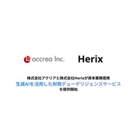 株式会社アクリアと株式会社Herixが資本業務提携・生成AIを活用した財務デューデリジェンスサービスを提供開始