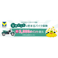 三井住友カード「Vポイントが貯まる保険」の商品ラインナップにポイント還元率最大3%のバイク保険が新登場！
