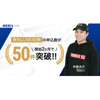株式会社メリルが提供する無料LLMO診断、開始2ヶ月で申し込み数50件を突破！