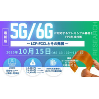 【ライブ配信/Zoom】「5G/6Gに対応するフレキシブル基材とFPC形成技術～ LCP-FCCLとその発展 ～」セミナー開催！10月15日（水）主催：(株)シーエムシー・リサーチ
