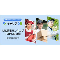 【敬老の日】シニア向け求人サイト「キャリア65」、敬老の日に合わせて“人気記事ランキング”を発表