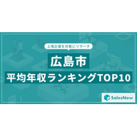 【2025年最新版】広島市：上場企業平均年収ランキングTOP10／SalesNow DBレポート