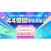 LINE、トークのリアクション新機能リリース後3ヶ月でリアクション送信数が累計44億回を突破！