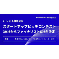 「AI × 社会課題解決」スタートアップピッチコンテスト、39社からファイナリスト6社が決定