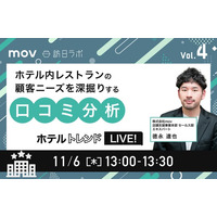 【11/6開催】ホテルトレンドLIVE! Vol.4 ～ホテル内レストランの顧客ニーズを深掘りする口コミ分析～