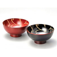 結婚祝いや記念日に最適⇒京都漆器の桜デザイン夫婦汁椀ペアセット