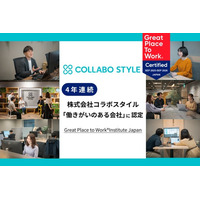 ワークスタイルの未来を切り拓くコラボスタイル 4年連続Great Place to Work(R)︎Institute Japanによる「働きがいのある会社」に認定
