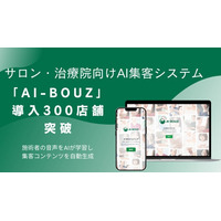 サロン・治療院向けAI集客システム「AI-BOUZ」、導入店舗数300店舗を突破