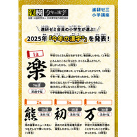「進研ゼミ　小学講座」と漢検協会がコラボレーション！小学生9,853名が選ぶ2025年「今年の漢字(R)」　「今年の漢字(R)」の１位は「楽」、「熊」「万」「米」が上位にランクイン