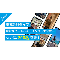 株式会社ダイブ、現役リゾートバイトインフルエンサーが200名突破！Instagram閲覧数は半年で500％伸長！