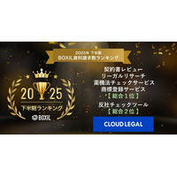 契約・法務BPaaSの企業法務ALSP「クラウドリーガル」が「2025年下半期 BOXIL資料請求数ランキング」の契約書レビュー・リーガルリサーチ・薬機法チェックサービス等のカテゴリで総合１位を獲得