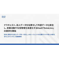 ナウキャスト、法人データを名寄せして外部データと統合し、営業活動や与信管理を高度化するDaaS「DataLinc」の提供を開始