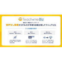 Teachme Biz、動画AIの新機能をリリース。音声なし動画からでも、動画内の手順をAIが解析してマニュアル化