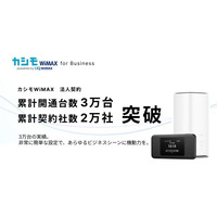【カシモWiMAX】法人契約の累計開通台数が3万台、開通社数は2万社を突破！