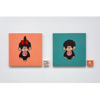 きくちゆうき氏の描く『もっと！モンチッチ』のモンチッチくんとモンチッチちゃんが、絵画作品になって登場です