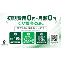 固定費用0円・CV課金のみ。完全成果報酬型AI SEO記事代行『激安AI記事』提供開始