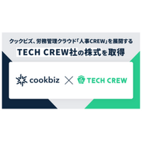 クックビズ、労務管理クラウド「人事CREW」を展開するTECH CREW社の過半数以上の株式を取得