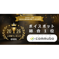 AIボイスボット「commubo」、「2026年上半期 BOXIL資料請求数ランキング」二期連続でボイスボット総合1位に選出