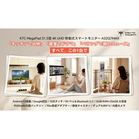 KTC、Amazonプライムデー2026で「MegaPad A32Q7 Max」を超特価販売！～32型4K移動式スマートモニターが今だけ10%OFF＋5%OFFで過去最安値に～