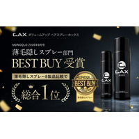 CAX薄毛隠しスプレー100gが『MONOQLO』薄毛隠しスプレー8製品比較で総合第1位、「BEST BUY」を受賞