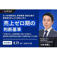 【 8/21 (金) 16:00 】元 大手通信会社、新規事業・経営企画の最前線を歩んだ小島氏に学ぶ、売上ゼロ期の判断基準 無料オンラインセミナーを開催