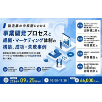 09月25日（金）AndTech「製造業の中長期における事業開発プロセスと組織・マーケティング体制の構築、成功・失敗事例 」WEBオンライン Zoomセミナー講座を開講予定