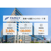 貸付型クラウドファンディング「Funvest」9/9より新ファンド「ファミリーコーポレーション 未来への翼ファンド６-１号」の募集開始