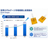 ひずみゲージ市場規模マップ＋シェア＋フレームワーク、年平均成長率（CAGR）4.5%の安定成長