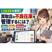 【2026年最新】買取店向け「買取コージ」、30日・60日・90日超の滞留在庫の把握を支援｜商品別の在庫期間・仕入原価・販売状況を管理