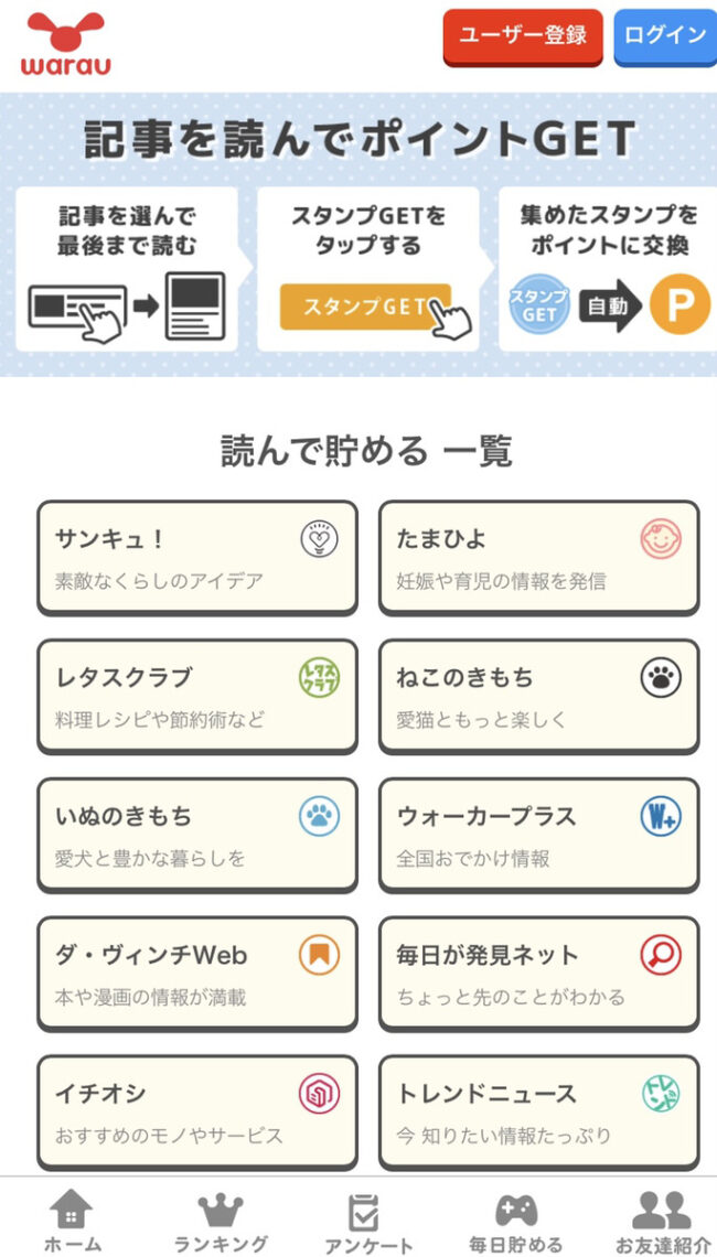 ワラウの上手な稼ぎ方を解説!リアルな評判やポイント交換ルールも紹介 image 2 2 - ワラウの上手な稼ぎ方を解説!リアルな評判やポイント交換ルールも紹介